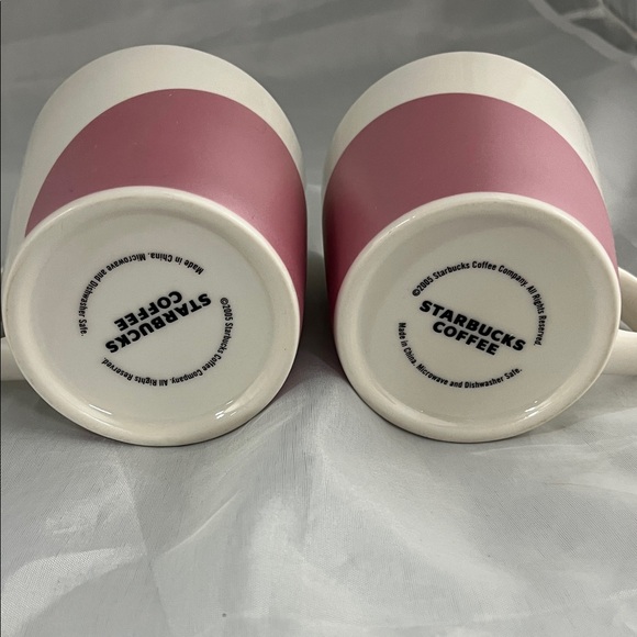 Vintage Starbucks 2005 Coffee Mugs Dipped Pink Grey Ceramic Mugs 14 oz - Picture 3 of 10
